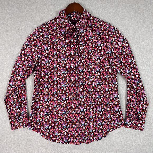 J. Crew Liberty Art Fabrics Sarah Floral Tie Neck Button Front Blouse Size 6 - Picture 1 of 8